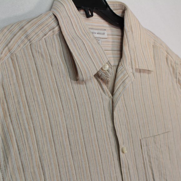 Joseph Abboud Shirt Men's XL Multicolor Short Sleeve Striped Linen - Picture 2 of 12